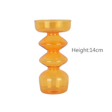 Qfdian Nordic Orange Glass Taper Candle Holder Creative Home Decor Wedding Party Dinner Candlelight Decoration Living Room Candlestick